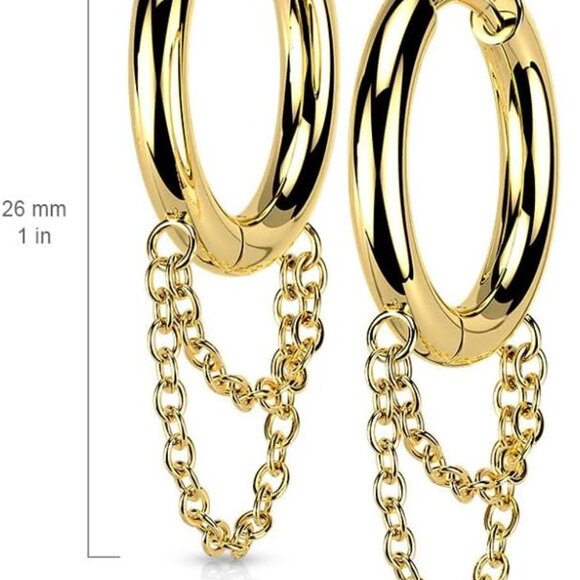 Silver Tone 18GA 316L Stainless Steel Double Hoop Earrings for Women - Picture 2 of 6